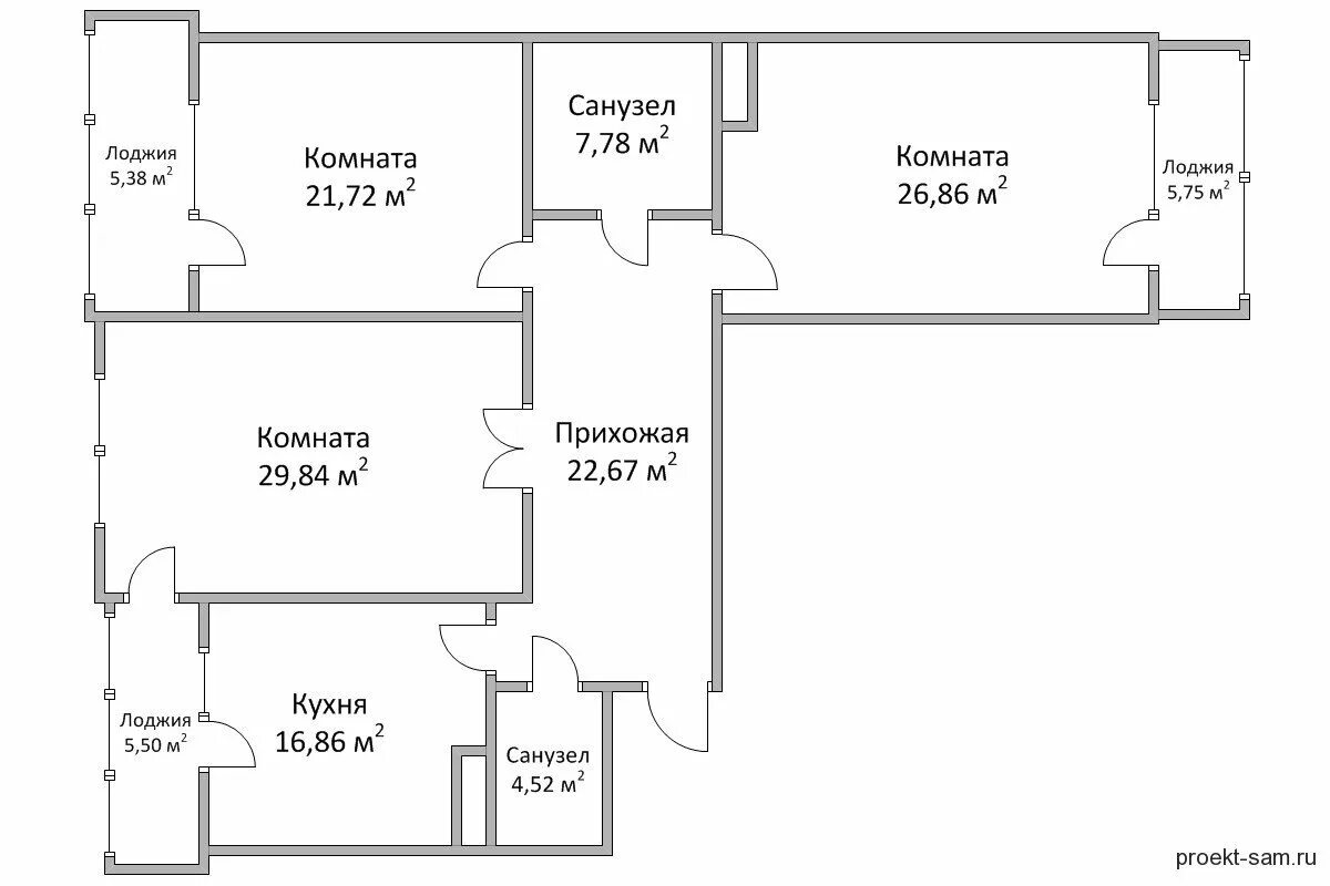 Прямоугольная квартира планировка 3 комнаты Планировка квартиры план фото - DelaDom.ru