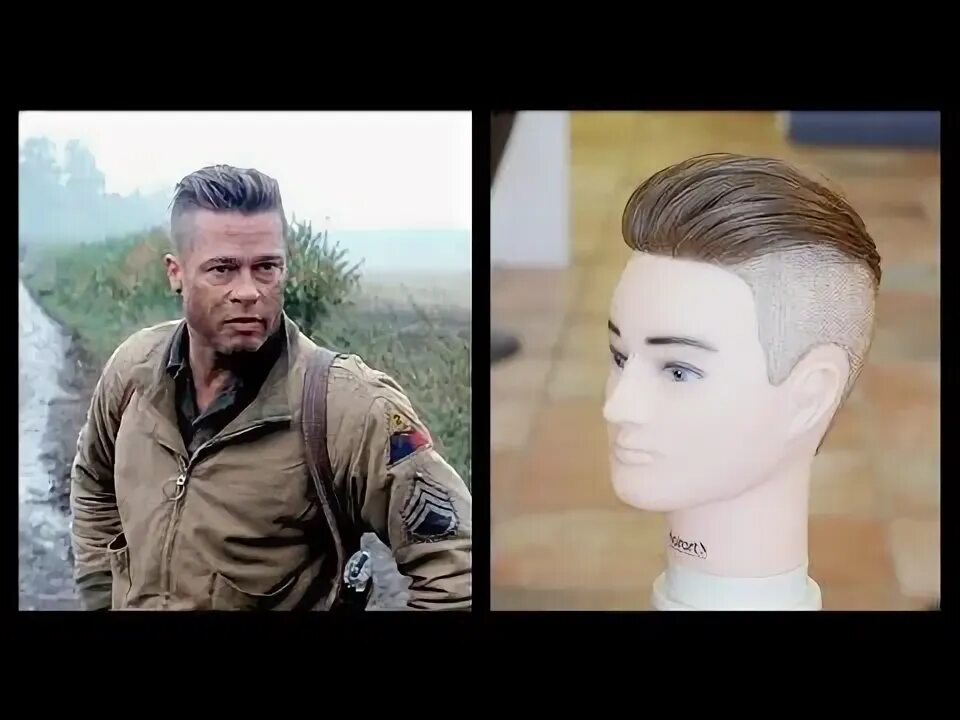 Прямоугольная прическа Brad Pitt Fury - Men's Haircut Tutorial - TheSalonGuy - YouTube Fury haircut, Ha