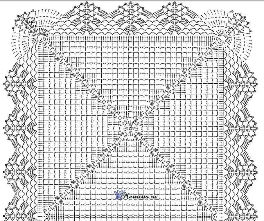 Прямоугольная салфетка крючком схема и описание Мобильный LiveInternet Салфетка-дорожка филейным вязанием крючком Марриэтта - Вд