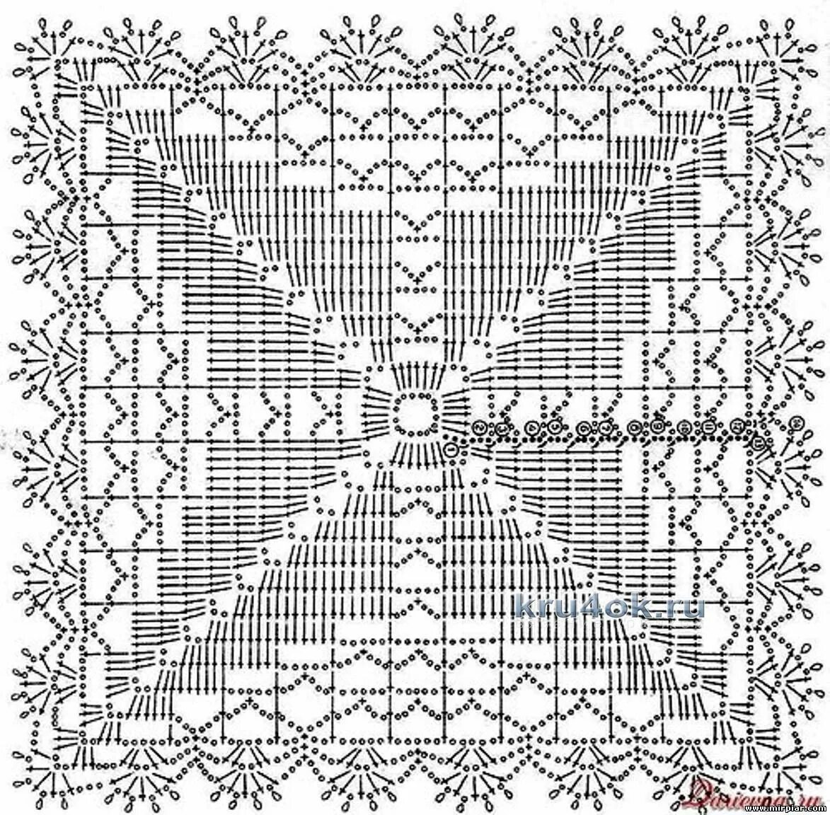 Прямоугольная скатерть крючком схемы Вязаная крючком юбка - работа Ирины Квадратные узоры, Схемы вязаных крючком квад