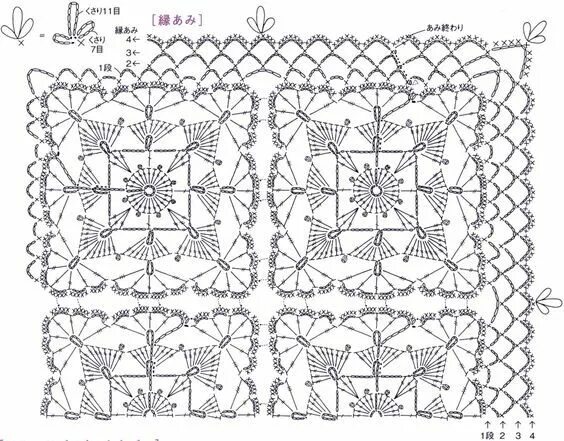 Прямоугольная скатерть связанная крючком схемы World crochet: curtain Узоры для связанных крючком кружевных украшений, Квадратн