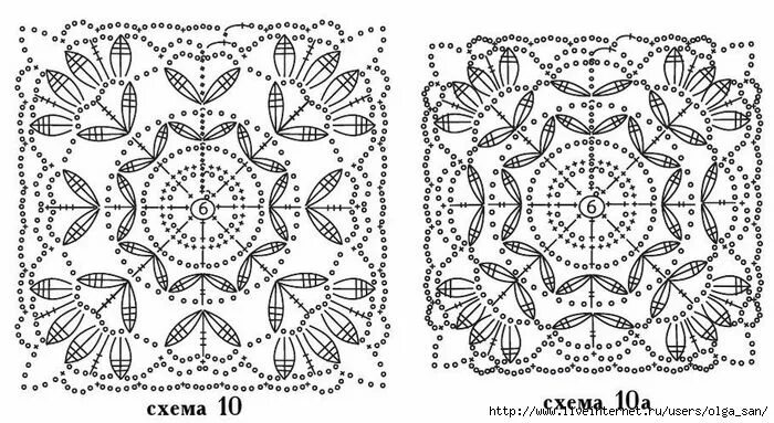 Прямоугольное вязание крючком со схемами TOP CROCHET MOTIF SUMMER Связанное крючком кружевное украшение, Квадратные узоры