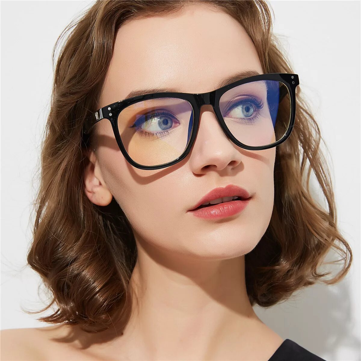 Прямоугольные очки женские фото K32934 Oversized Women Optical Frames Anti Blue Ray Eyeglasses Computer Blue Lig