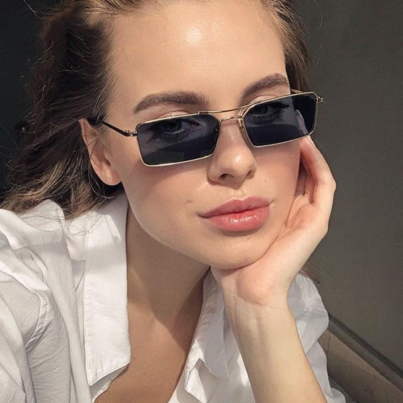 Прямоугольные очки женские фото 2021 Classic Retro Rectangle Sunglasses Women Glasses Lady Luxury Steampunk Meta