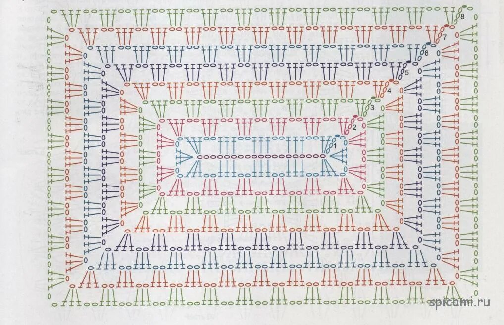 Прямоугольный коврик крючком схема для начинающих Картинки ПРЯМОУГОЛЬНЫЕ ВЯЗАНЫЕ КРЮЧКОМ