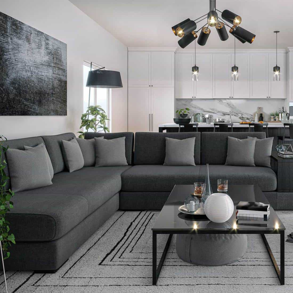 Прямой серый диван в интерьере гостиной 34 Gray Couch Living Room Ideas Inc. Photos Living room decor gray, Gray living 