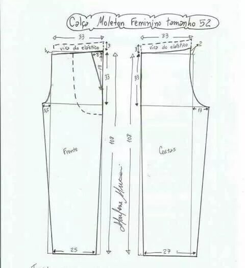 Прямые брюки для девочек выкройка Pin de Angeles Cabrera em pantalón y moldes Calça de moletom, Calça de moletom m