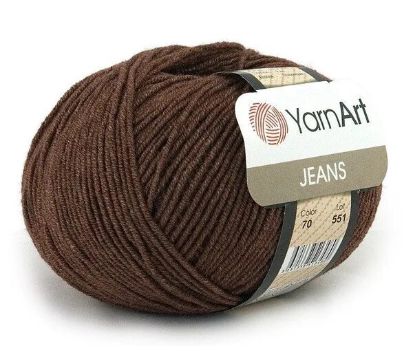 Пряжа цвета джинс фото Пряжа для вязания ЯрнАрт Джинс (YarnArt Jeans) цвет 70 каштановый, 50г/160м, ком