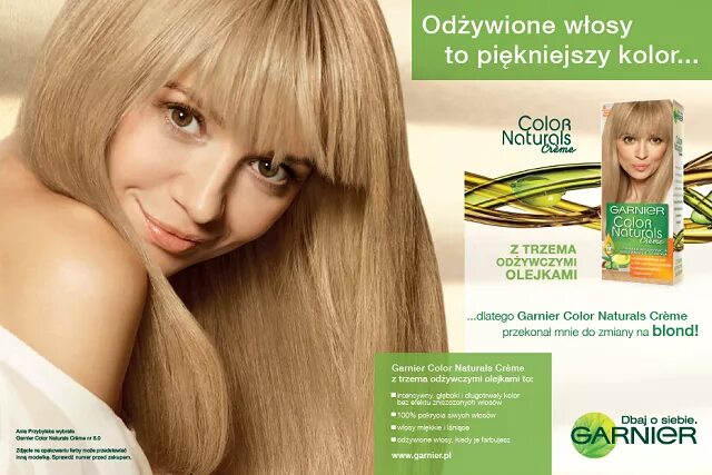 Пшеничный цвет волос фото краски Anna Przybylska jako blondynka reklamuje Garnier Color Naturals Creme (wideo)