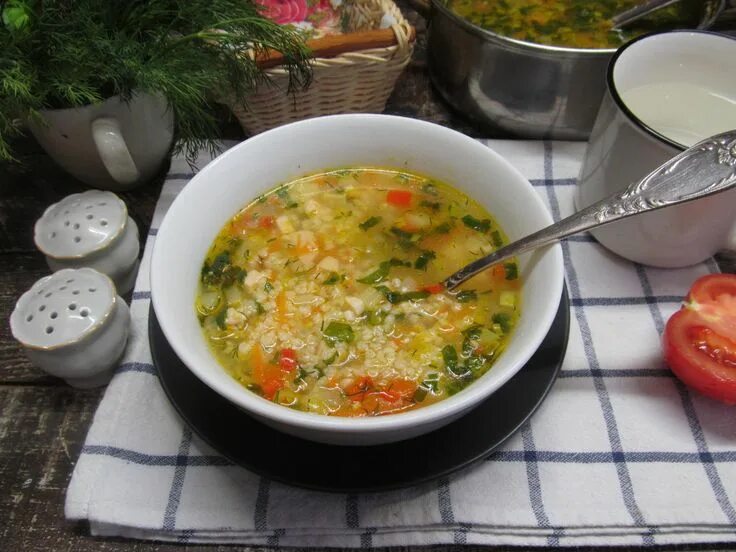 Пшенный суп рецепт с фото Куриный суп с пшеном кабачком и ветчиной Rezept