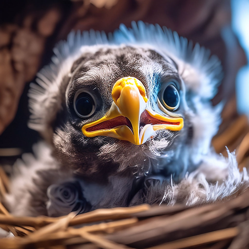 Птенец орла фото "The eagle chick in the hypermilo nest." - image created in Shedevrum