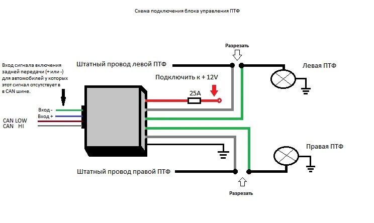 Птф три провода как подключить Модуль управления ПТФ Fog Lamp Control