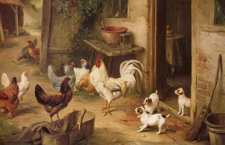 Птичий двор фото 1900 oil on canvas Painting, Hunting art, Chicken art