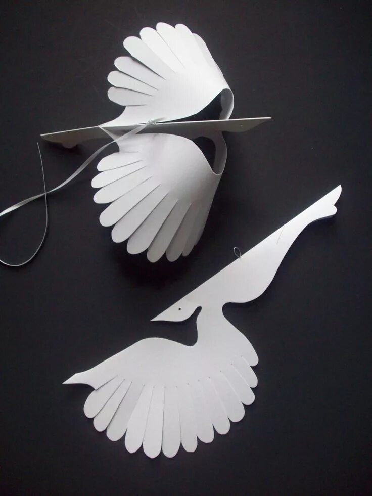 Птичка из бумаги фото Paper Birds--Six Small (7.5 inch) White Flying Paper Birds (BOW) Paper birds, Ja