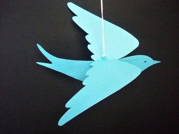 Птичка из бумаги фото Paper Birds--Five Medium Swooping Bluebirds Flores artesanato, Decoração jardim 