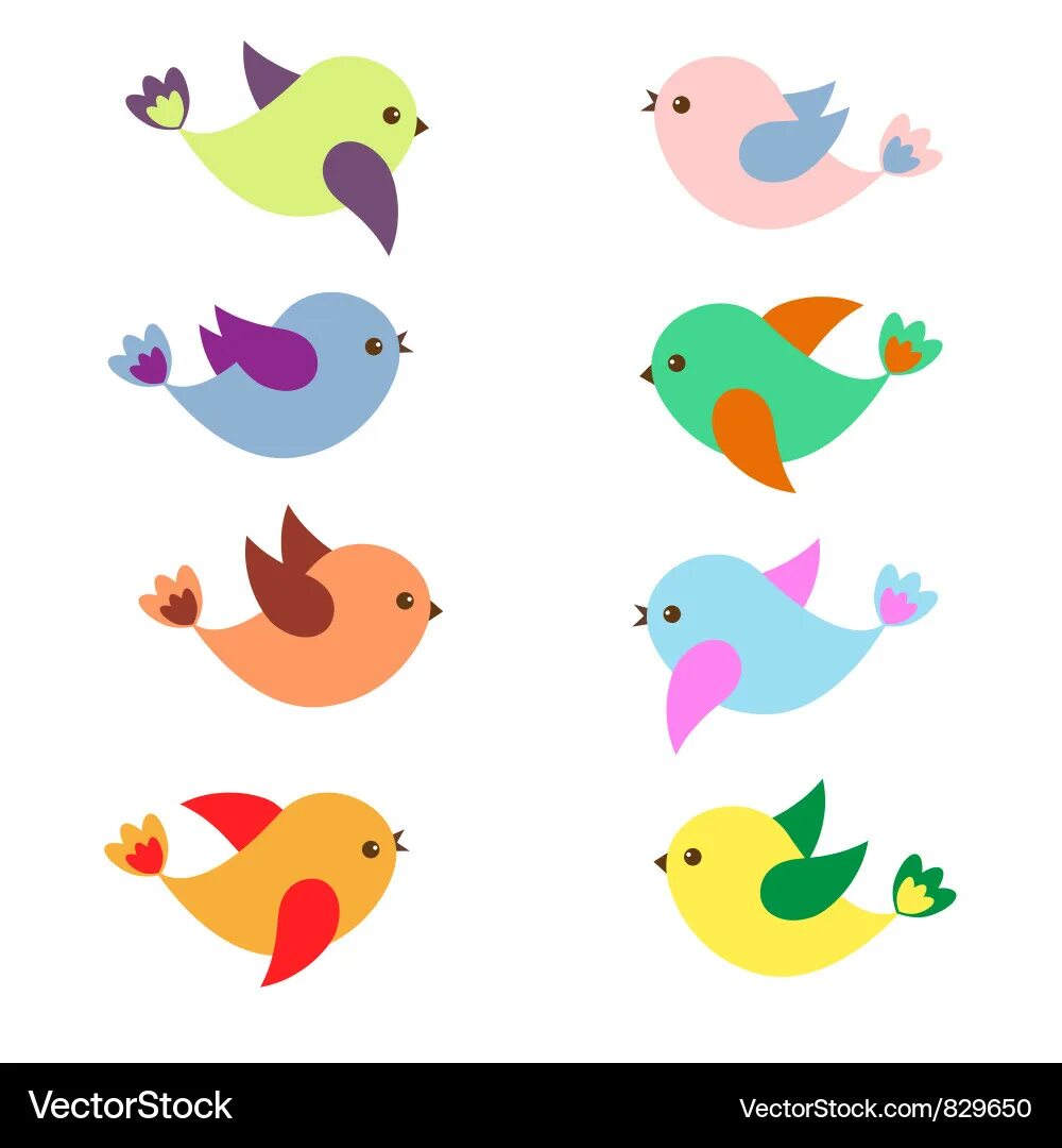 Птички для оформления группы в детском Spring birds Royalty Free Vector Image - VectorStock