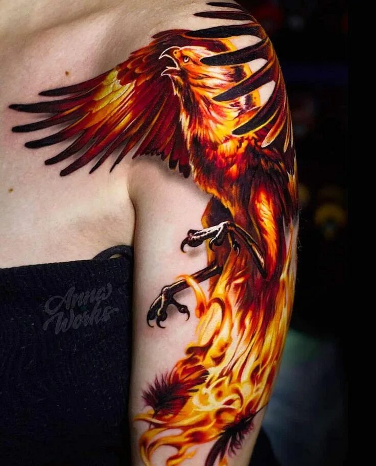 Птица феникс фото тату для девушек Art Phoenix tattoo, Phoenix tattoo sleeve, Phoenix tattoo design