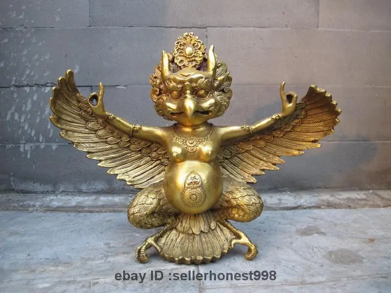 Птица гаруда фото Tibet Buddhism Temple Pure Brass Copper Garuda Bird God Buddha Statue - Statues 