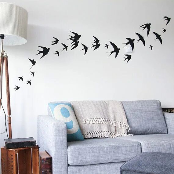 Птицы для декора своими руками FLYING BIRDS VINYL Wall Stickers Homemade Swallows - Etsy Wall stickers, Vinyl w