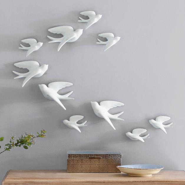 Птицы для декора своими руками Birds of Flight Wall Art, Set of Five Grandin Road Ceramic birds wall, Bird wall