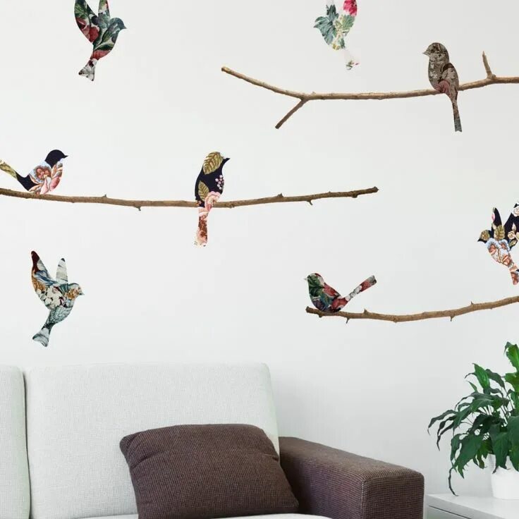 Птицы для декора своими руками Decorate your interior with the appealing Tapestry Birds & Branches adhesive wal