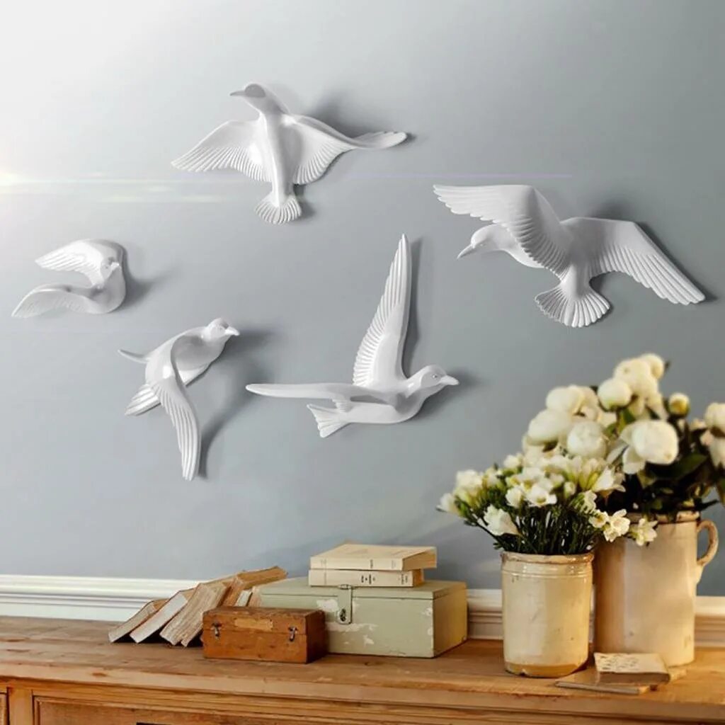 Птицы для декора своими руками 3D Resin Seagull Wall Sculptures Mural Home Room Decor Hanging Decoration eBay