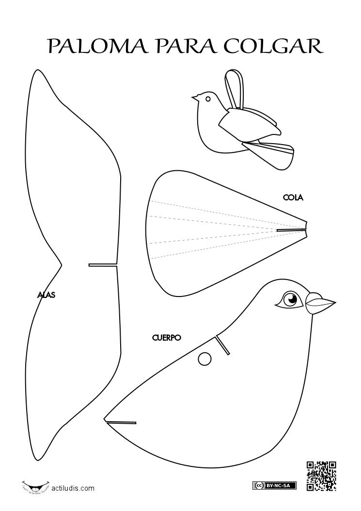 Птицы из бумаги своими руками схемы шаблоны Paloma para colgar Paloma de la paz, Imagenes de manualidades, Pájaros de papel