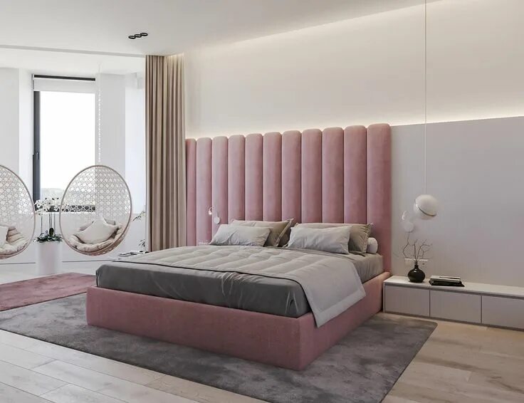 Пудровая кровать в интерьере спальни Using Green and Pink As Decor Accents Living room decor gray, Interior design be