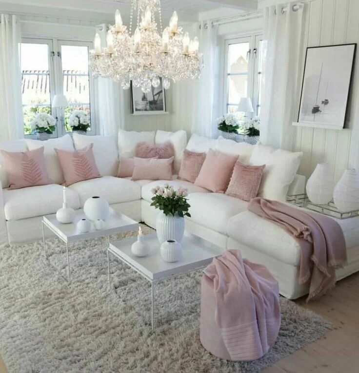 Пудровая мебель в интерьере Pin by Mrs Lizzzie Siu on Sweet Home Romantic living room, Popular living room, 