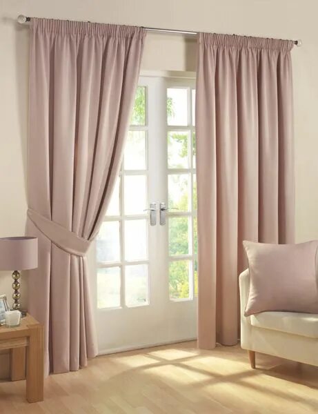 Пудровые шторы в интерьере фото Fiji Linen - Ready Made Curtains Гостиная, Шторы