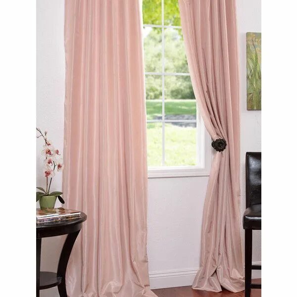 Пудровые шторы в интерьере фото Rose Blush Vintage Faux Dupioni Silk Curtains Pink curtains, Pink sheer curtains