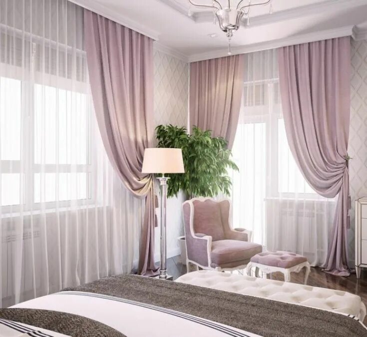 Пудровые шторы в интерьере спальни Pin di Cristy Clarke su Purple/Pink Rooms /Interiors/Decorating Ideas... Idee ar