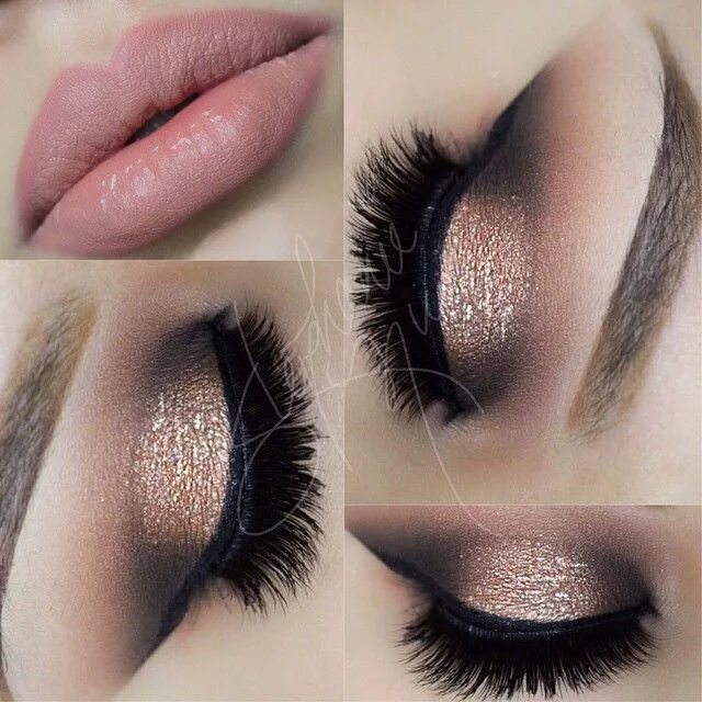 Пудровый макияж Dusty rose gold shimmer over soft taupe/brown Eye makeup, Homecoming makeup, Mak