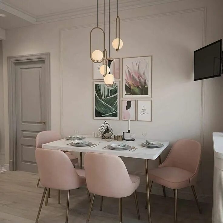 Пудровый цвет в интерьере кухни Mila Pendelleuchte aus Messing Dining room design, Brass pendant lamp, Home deco