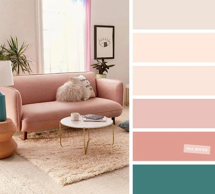 Пудровый в интерьере сочетание Blush peach - The Best Living Room Color Schemes Room color schemes, Living room