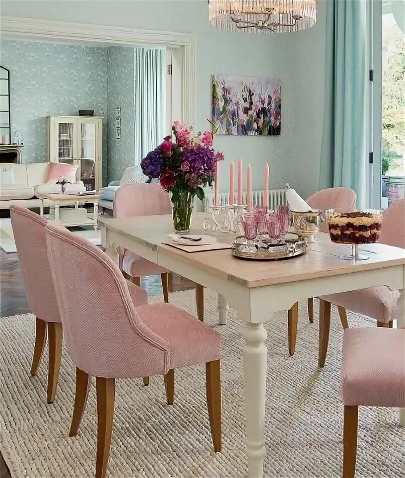 Пудровый в интерьере сочетание Kitchen & Dining Laura Ashley Shabby chic dining room, Pink dining rooms, Shabby