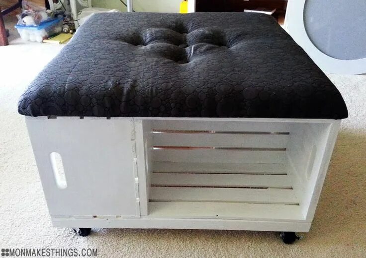 Пуфик своими руками в домашних условиях mon makes things: Storage Ottoman DIY Diy ottoman, Diy storage ottoman, Storage 