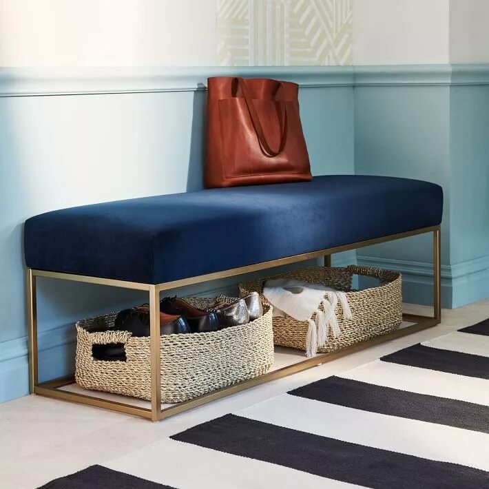 Пуфик в прихожую в интерьере Box Frame Upholstered Bench Furniture, Upholstered bench, Home decor