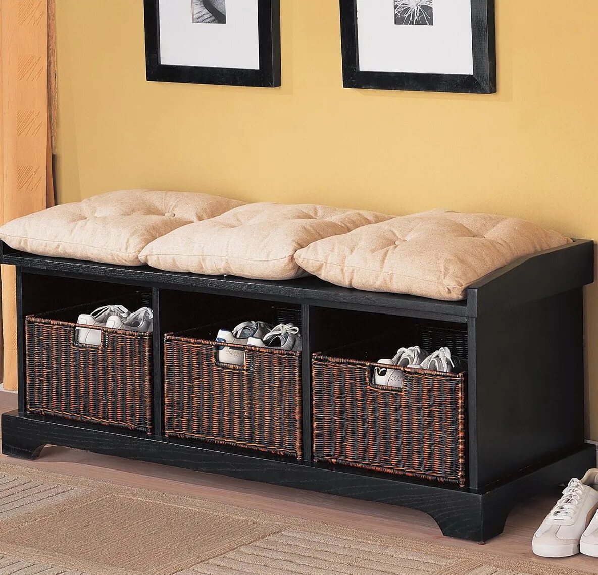 Пуфики банкетки в прихожую фото Mudroom Storage Bench With Baskets Home Design Ideas