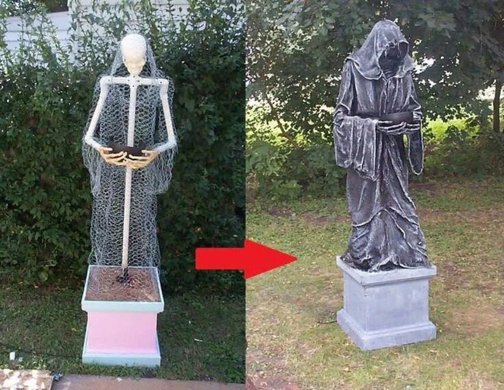 Пугало светильник из цемента своими руками Grim Reaper from PVC pipes Halloween deko selber machen, Halloween deko, Hallowe