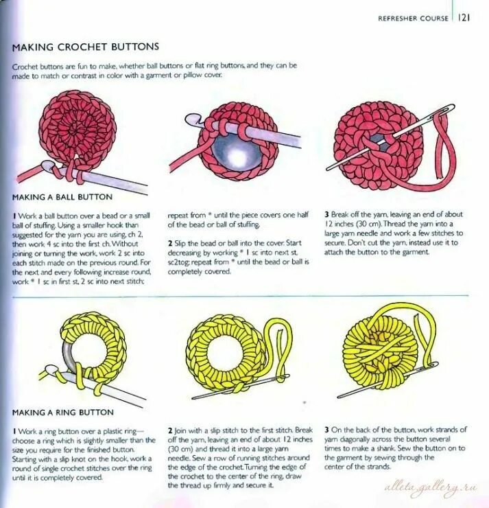 Пуговица крючком схема с описанием How To: Making a crochet ball and ring button. Great easy-to-read and follow vis