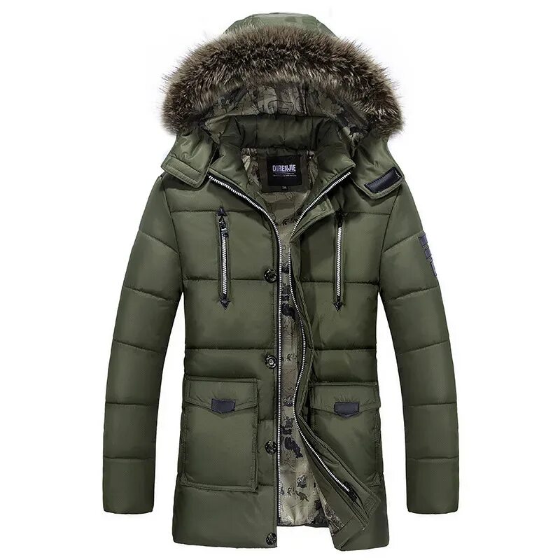 Пуховик мужской зимний фото 2017 Men New Winter Jacket 100% Cotton Thick Warm Parka Casual Outerwear Fur Hoo