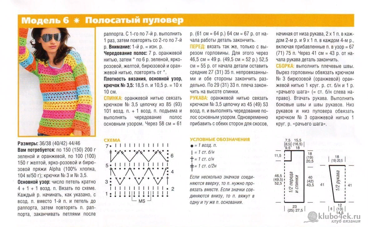 Пуловер крючком со схемой Схемы джемперов вязание крючком
