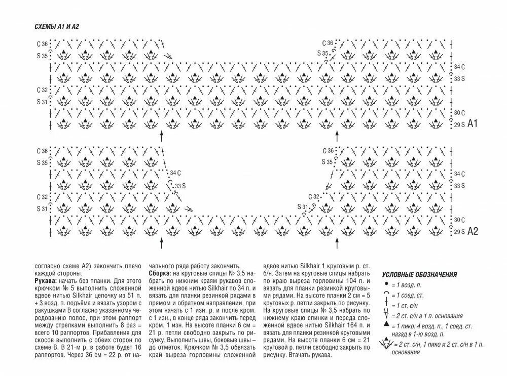 Пуловер крючком со схемой Вязаные ажурные пуловеры, пуловеры с косами или аранами, комплекты, платье. Моде