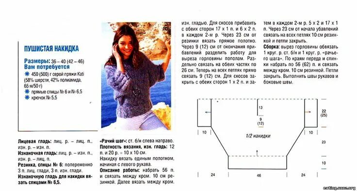 Кофта летучая мышь спицами. Схемы и описание вязания для начинающих. Фото, инстр