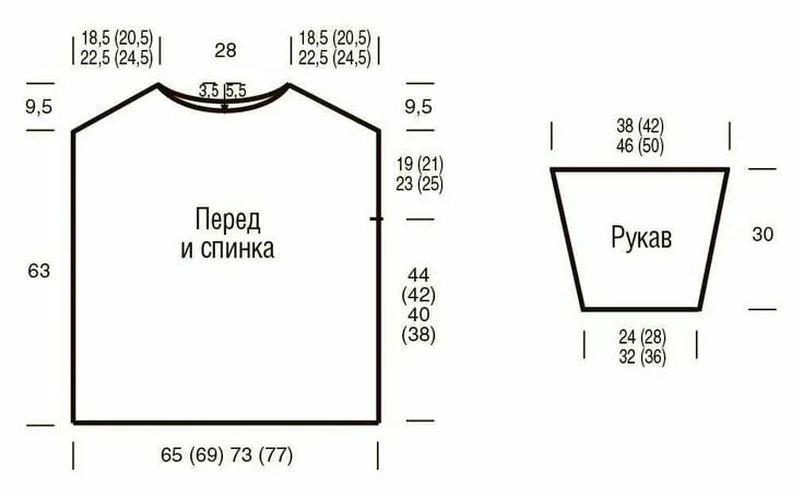 Пуловер выкройка ВЯЖЕМ СПИЦАМИ Свободный джемпер с укороченными рукавами Джемпер со спущенной лин