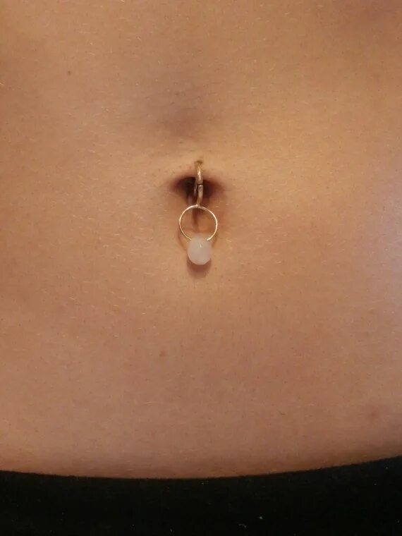 Пупочное кольцо фото Rose Quartz Briolette Belly Button Ring (14k solid gold .999 fine silver natural