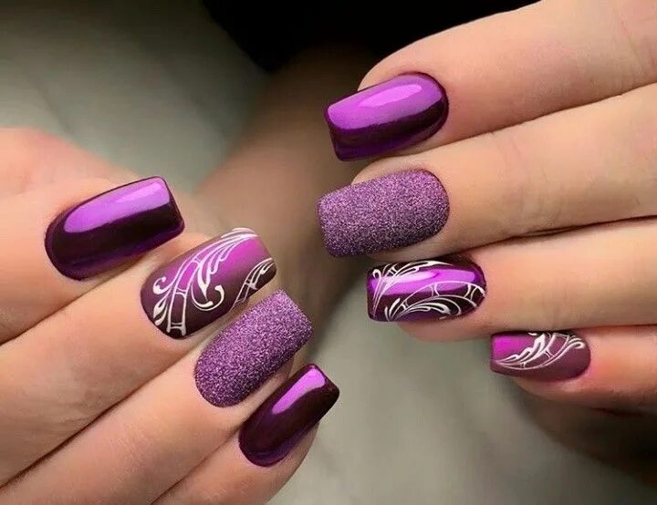 Пурпурный маникюр 2024 фото Pin on маникюр Violet nails, Purple nails, Manicure