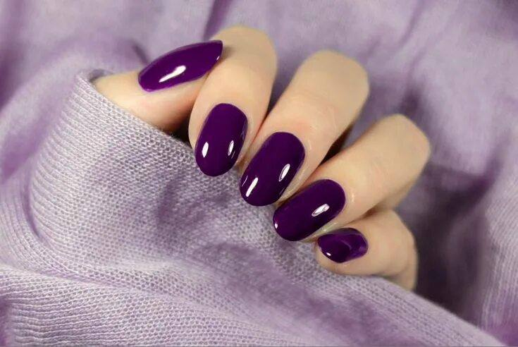 Пурпурный цвет маникюра фото paznokcie mokotów Violet nails, Stylish nails, Purple nails