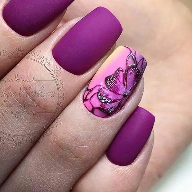 Пурпурный цвет маникюра с дизайном 23 Elegant Nail Art Designs for Prom 2018 Elegant nail art, Nail art designs, El